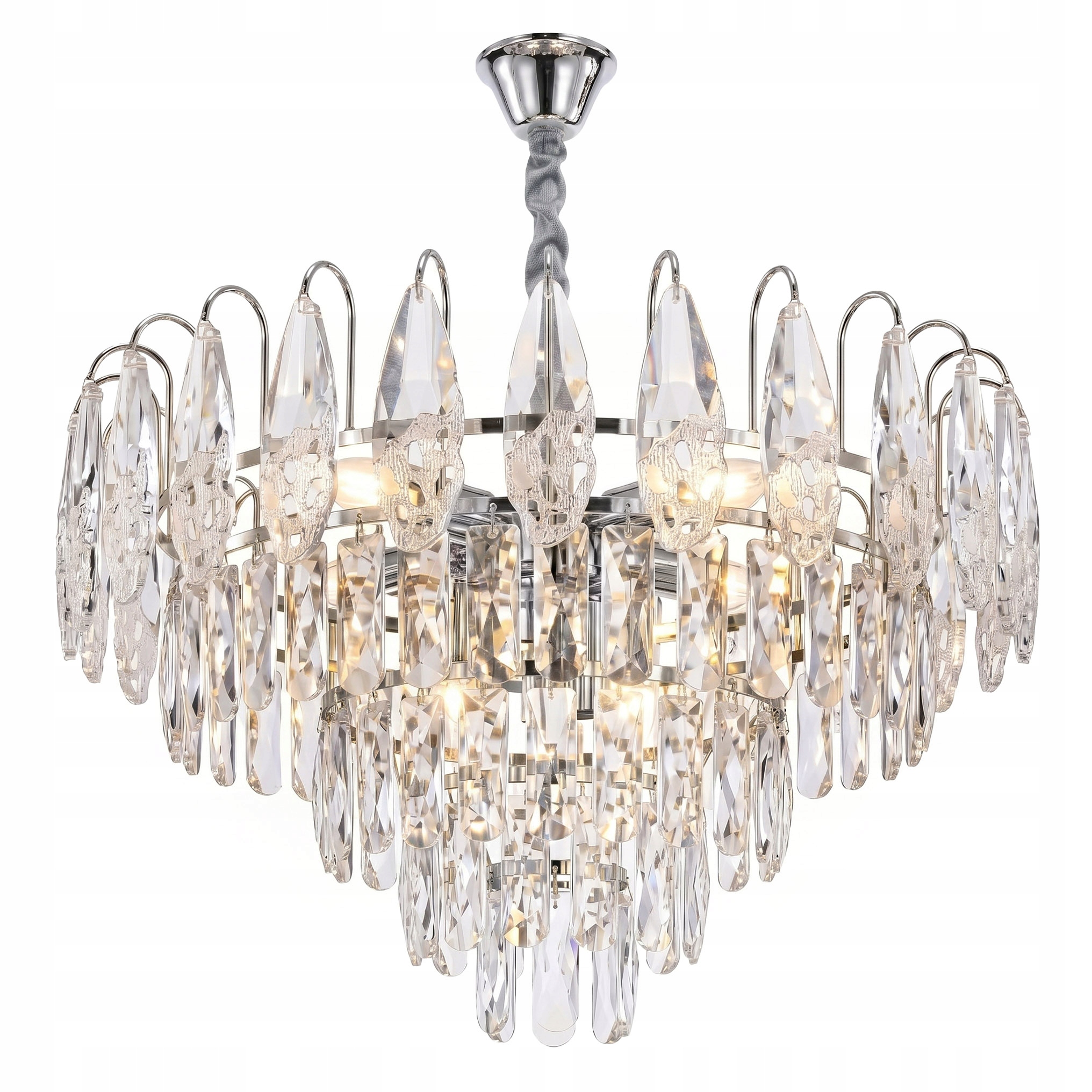 Závesná stropná lampa Chrom 50 cm Kryštálová do obývacej izby spálne Glamour