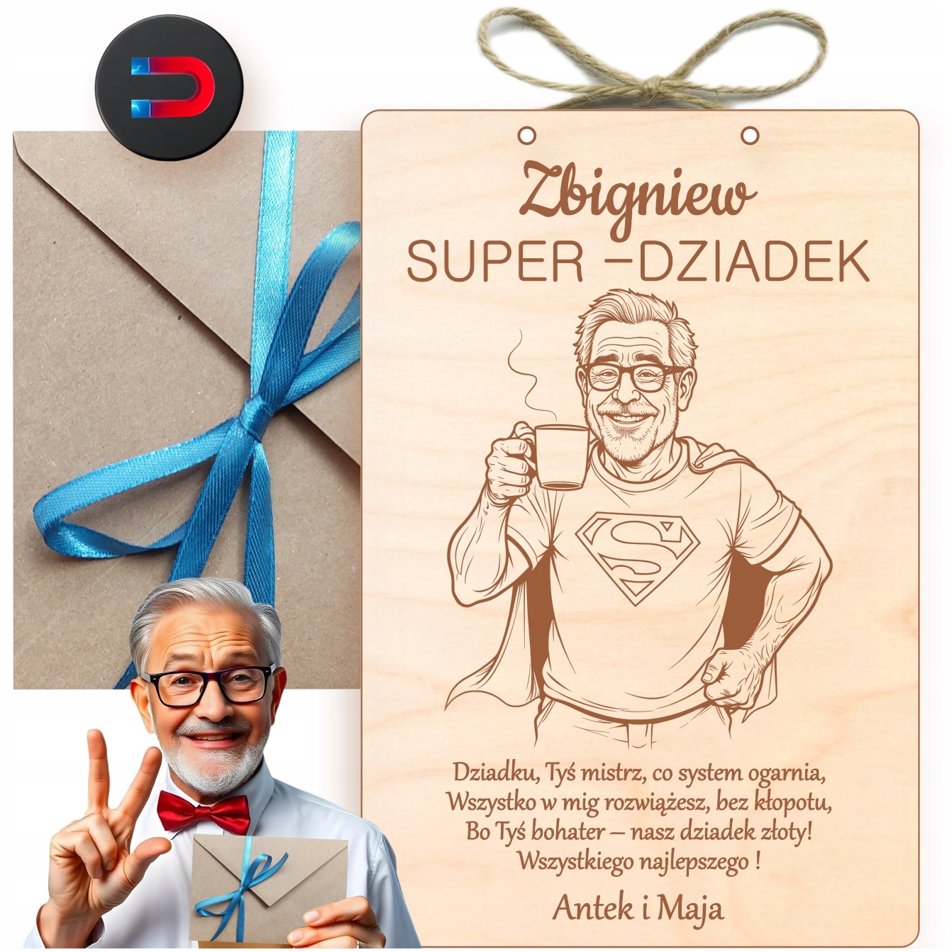 Dřevěná Kartička Na Den Dědečka Dárek Personalizace Přání S Gravírováním