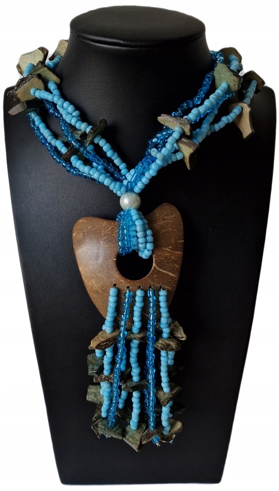 Vintage Indický Náhrdelník V Koloniálním Stylu Z Kokosové Skořápky 90. Léta