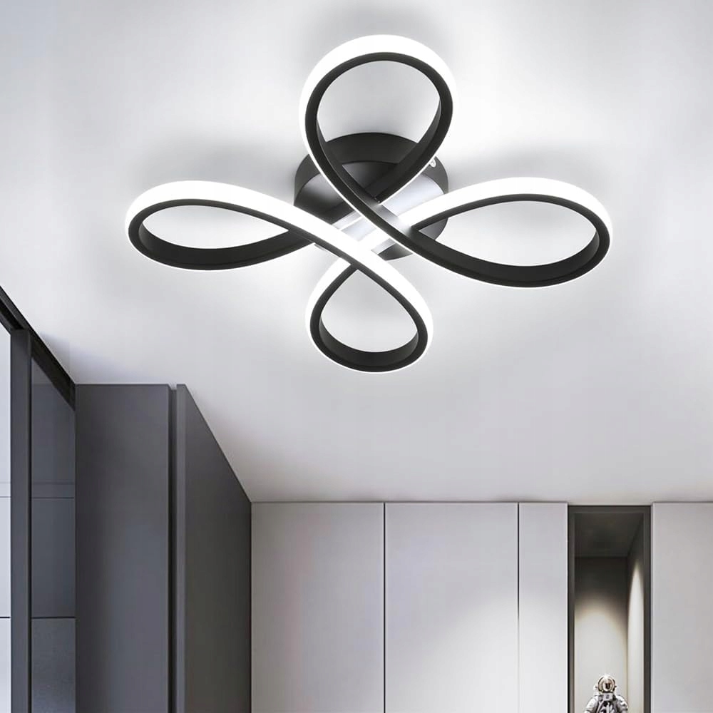 Mckalen Lampa Sufitowa Plafon led do Salonu i Sypialni Czarna 30W 6500K