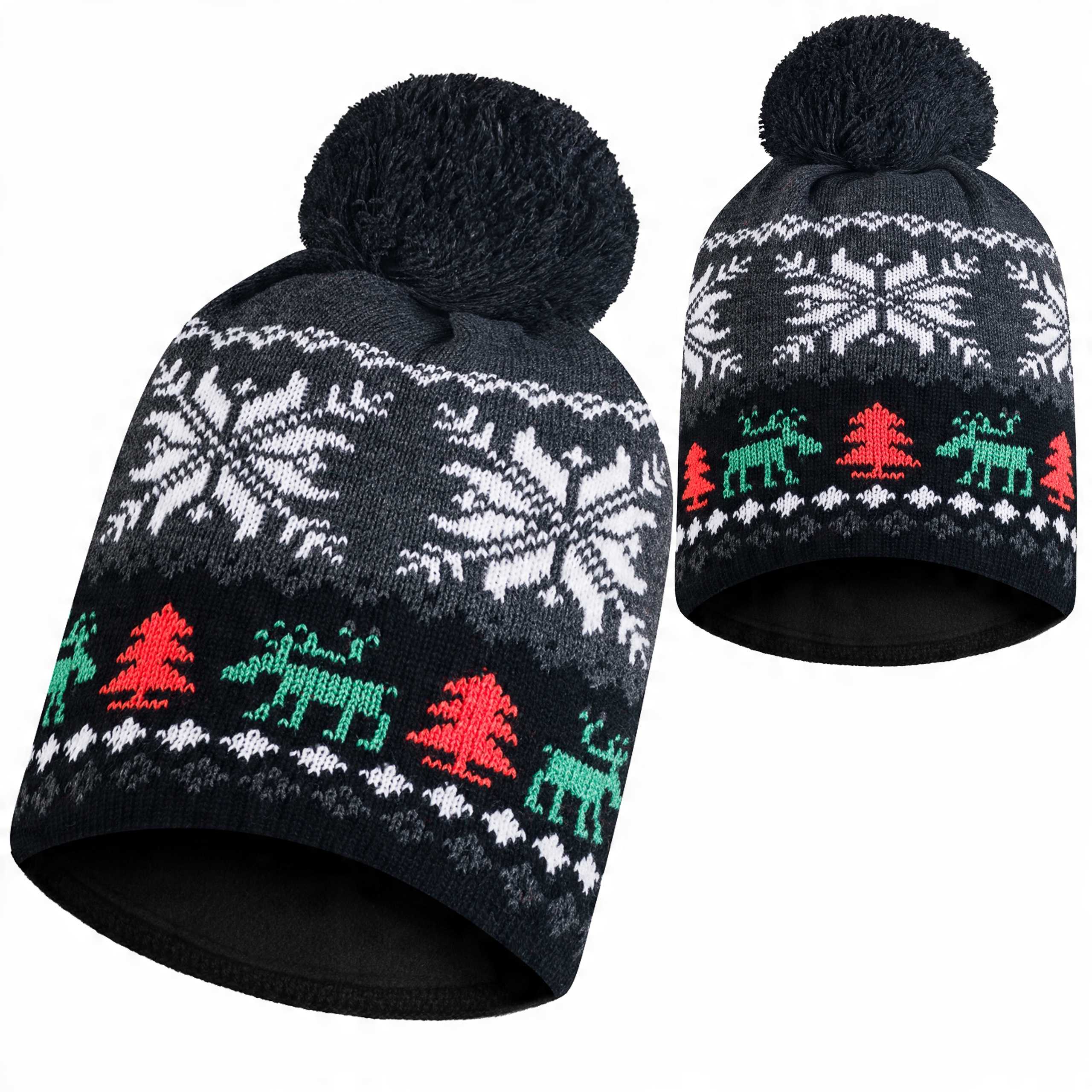 

Czapka zimowa szara z pomponem polar termoaktywny