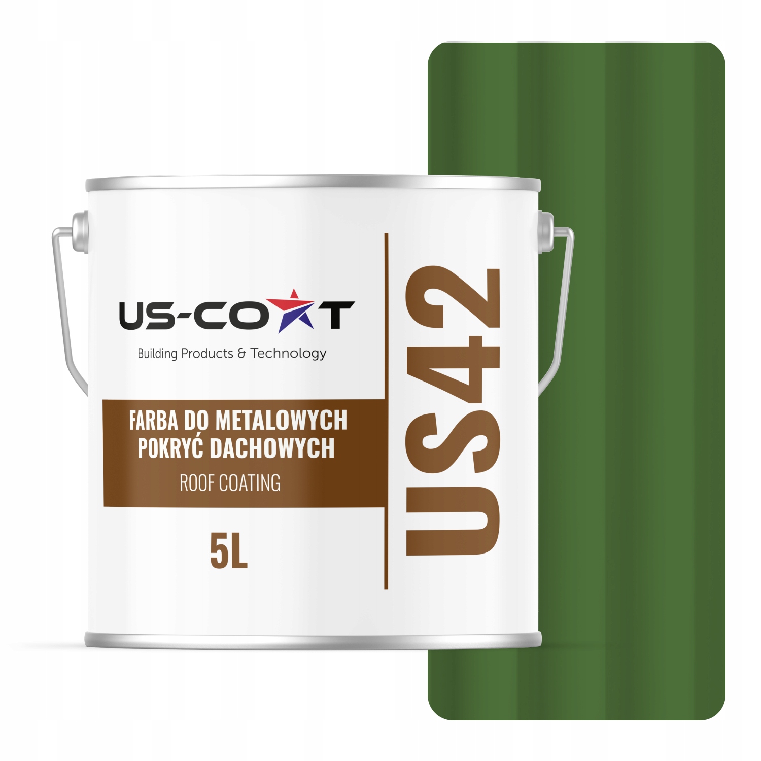 Farba Na Strechu Z Plechu Pozinkovaná Oceľ Kov Zelená Trávnatá RAL6010 5L Polomatná