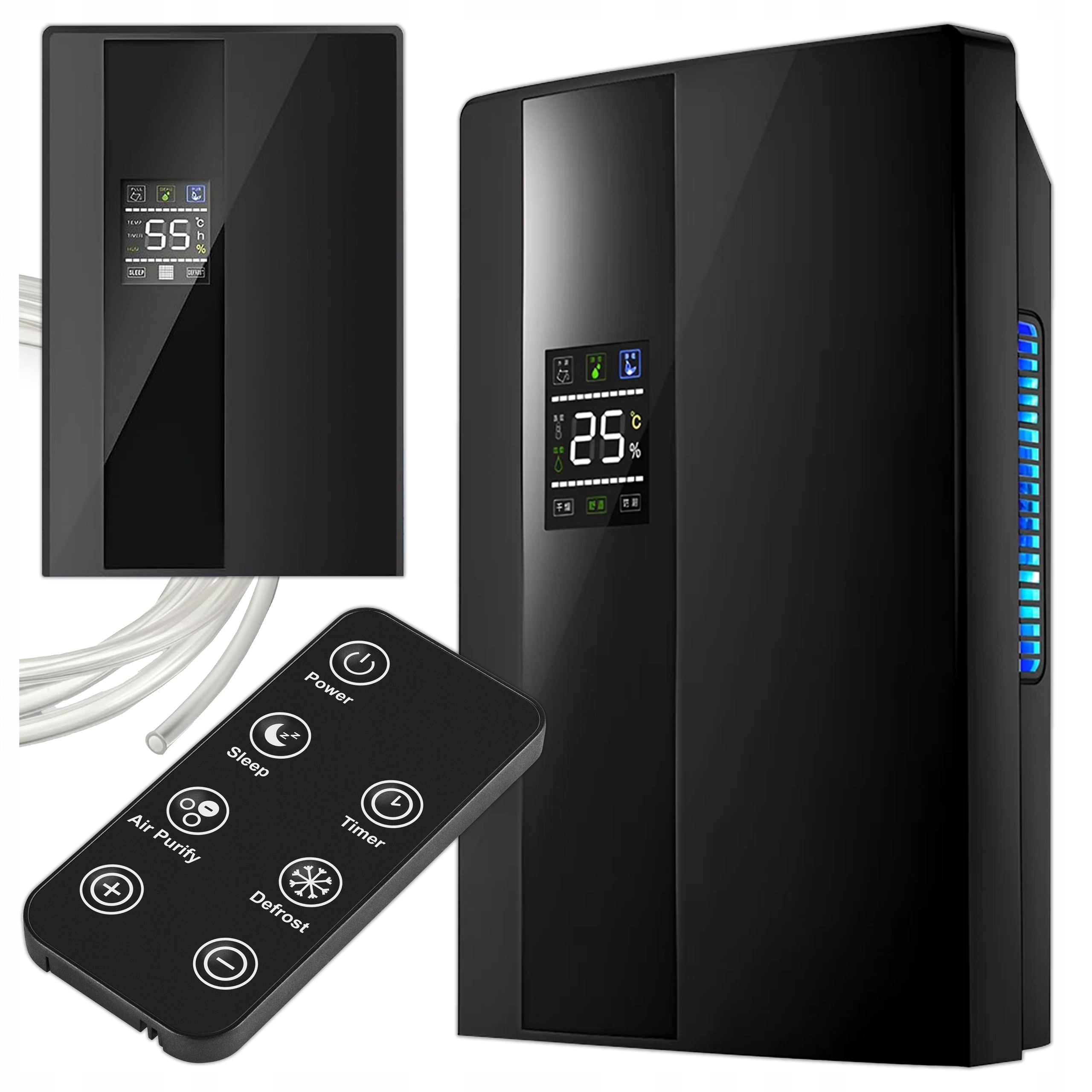 Pohlcovač Vlhkosti Odvlhčovač Vzduchu 2 L Tichý Led Časovač 650 ML/24 H 90 W