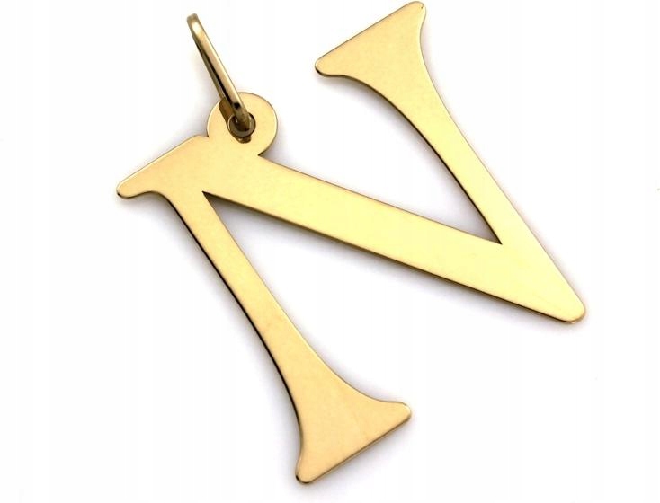 Zlatý přívěsek 585, originální velké písmeno N 14k přívěsek na řetízek