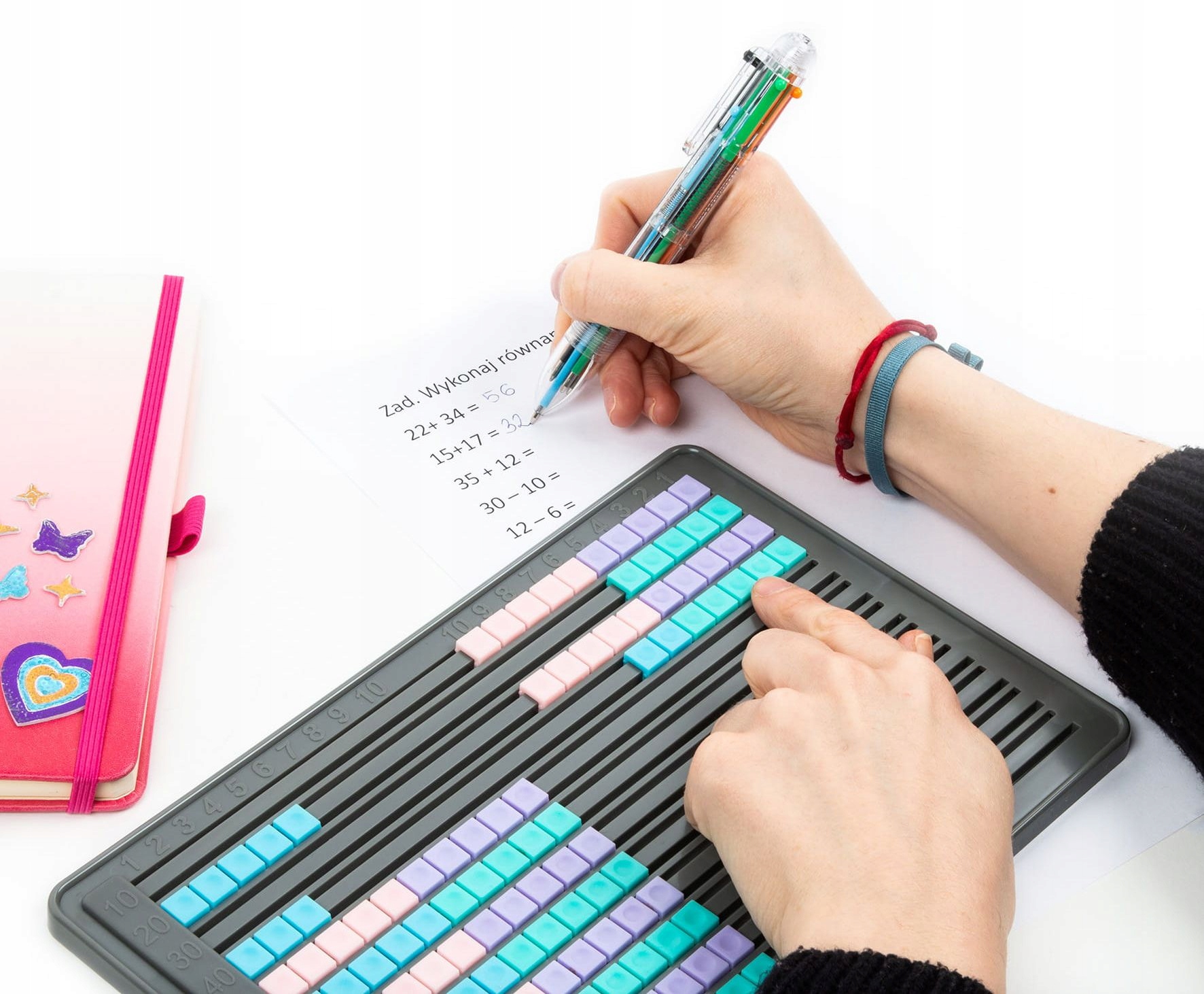Liczydło Szkolne Płaskie Do Nauki Liczenia 10 RZĘDÓW KORALIKÓW Kidea