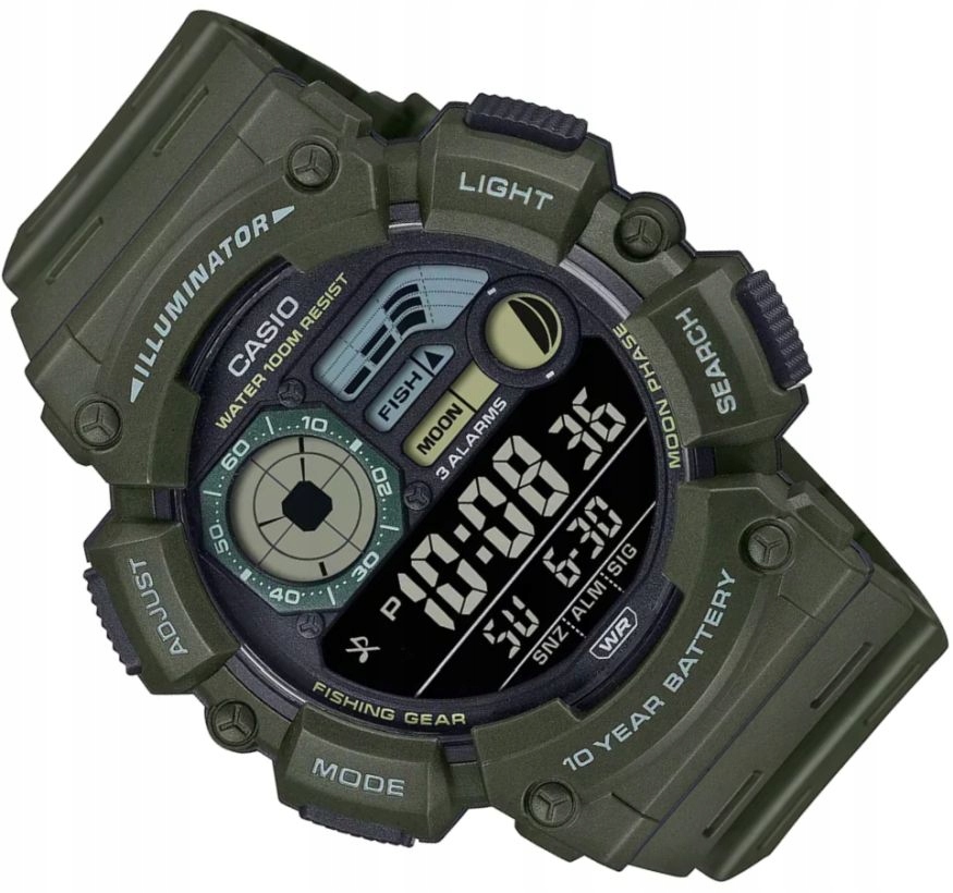 Sportovní Pánské Hodinky Casio WS-1500H-3B Digitální S Fázemi Měsíce