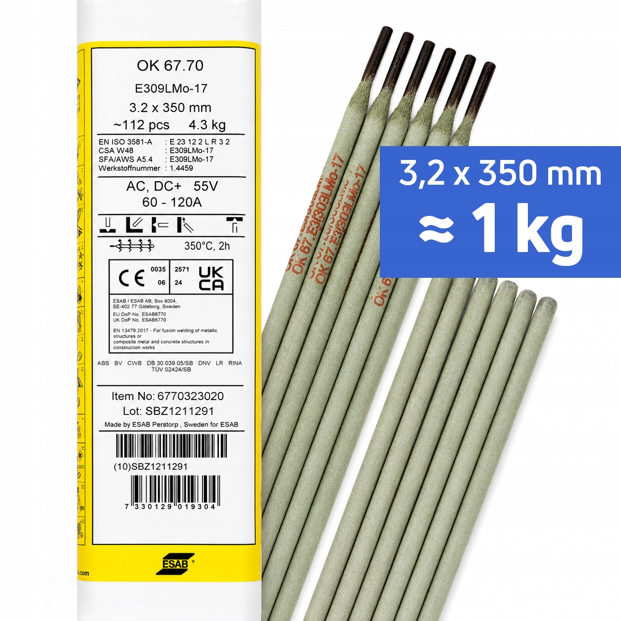 Elektrody otulone Esab Ok 67.70 E309LMo-17 fi 3.2x350 mm Mma 1 kg
