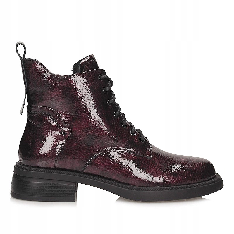 Stylové kožené kotníkové boty na plochém podpatku S.Barski LZ52-954 Burgundy