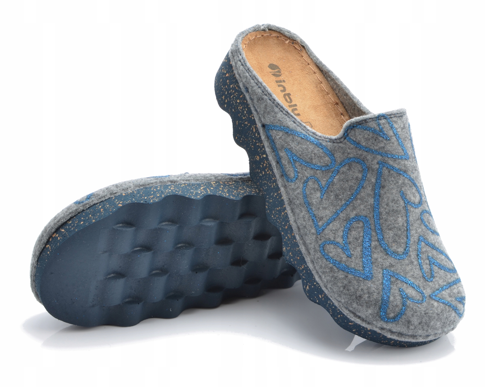 INBLU KAPCIE FILCOWE KLAPKI DAMSKIE DK07 CIEPŁE BAMBOSZE SILVER 36 Model DK-07