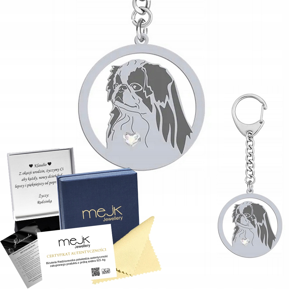 Přívěsek Na Klíče Stříbrný s čínským psem Japonský 925 Dárek Šperky Gravírování Bonus
