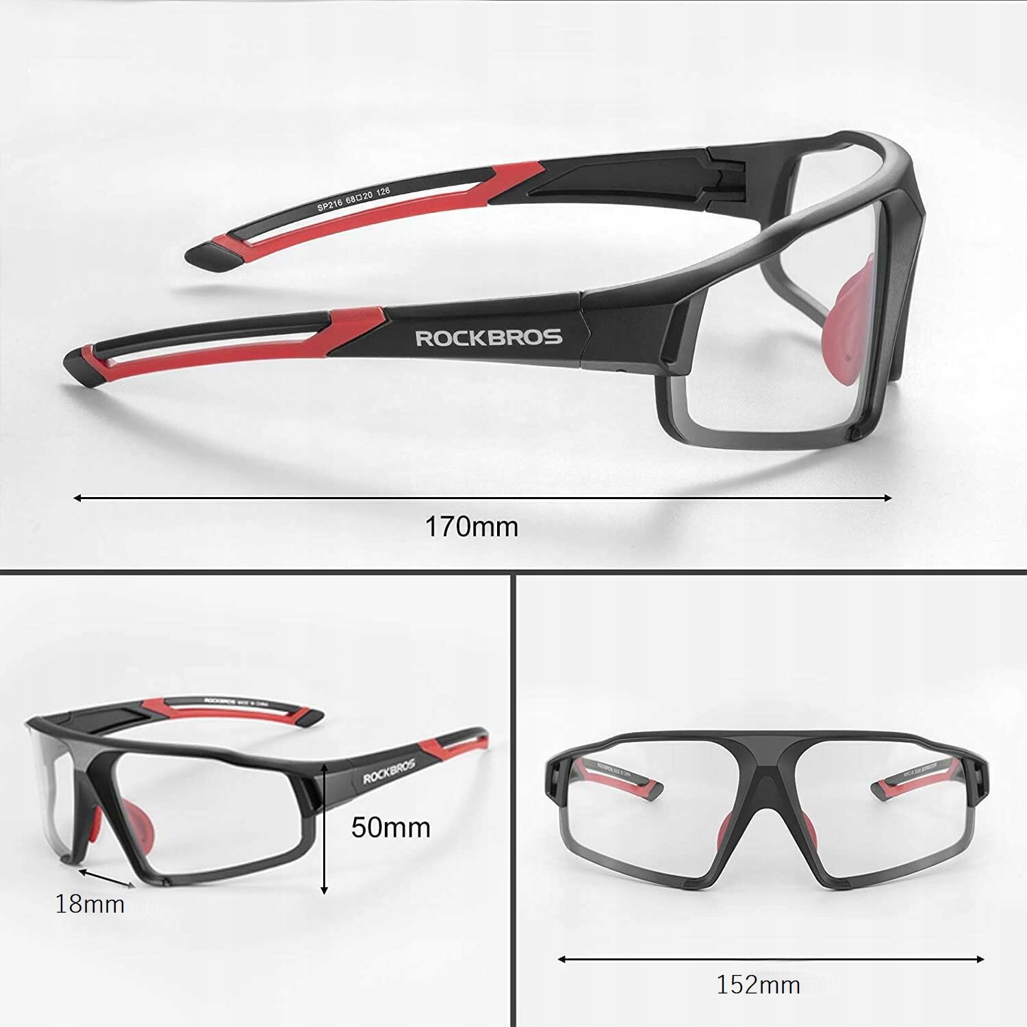 Rowerowe Okulary PRZECIWSŁONECZNE FOTOCHROM Filtry Model SP216BK
