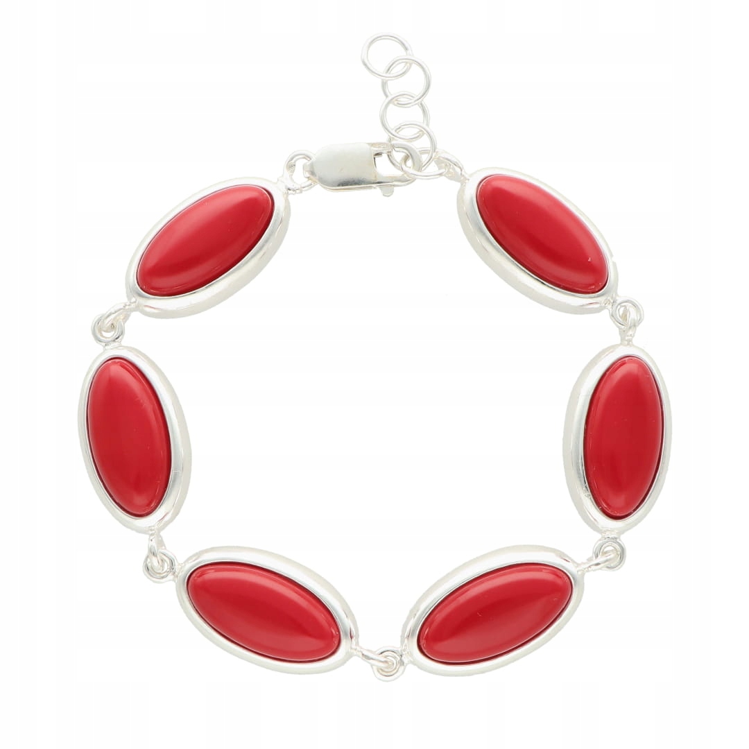 Oválný náramek s korálem stříbro