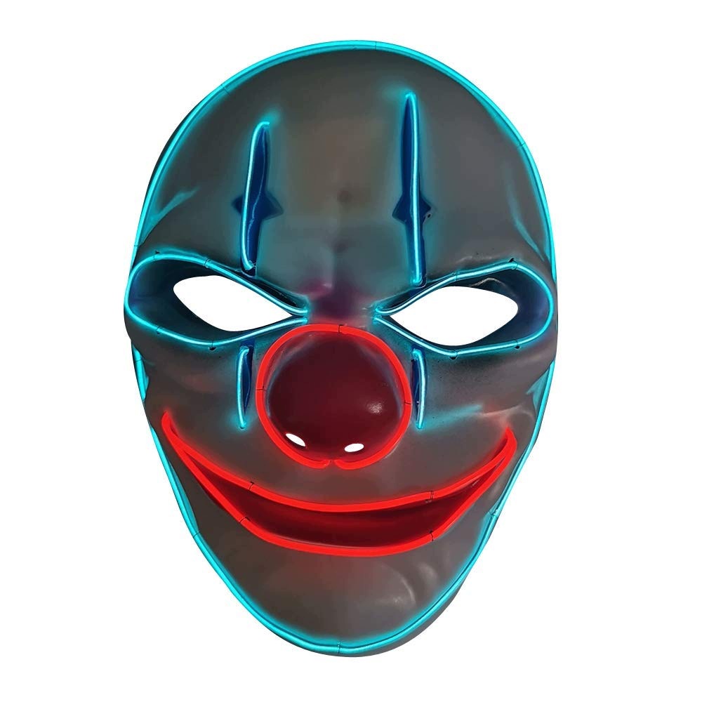 Led Maska Klaun Horor 3 Režimy Svítící Halloween Karneval Cosplay