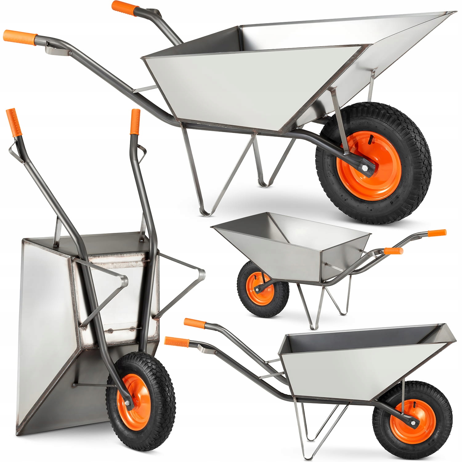 TACZKA OGRODOWA METALOWA BUDOWLANA SPAWANA STALOWA HIGHER 120L 210 kg MOCNA