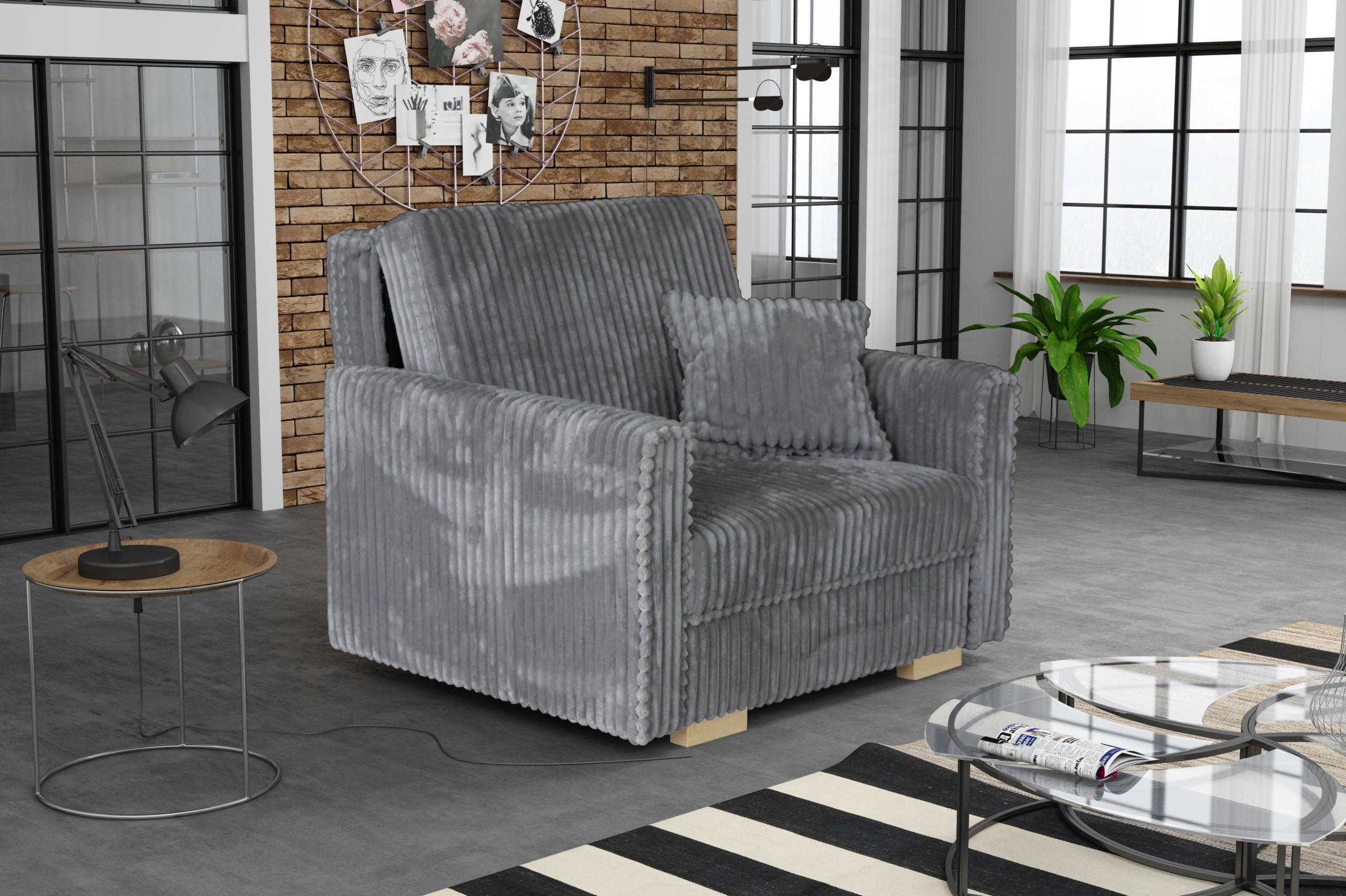 wolnostojąca sofa VIVA I PIANO amerykanka plusz Długość mebla 196 cm