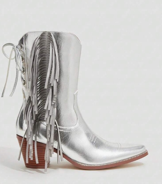 DAMSKIE KOZAKI KOWBOJKI SREBRNE FRĘDZLE 41 1ŁJA Stan opakowania brak opakowania