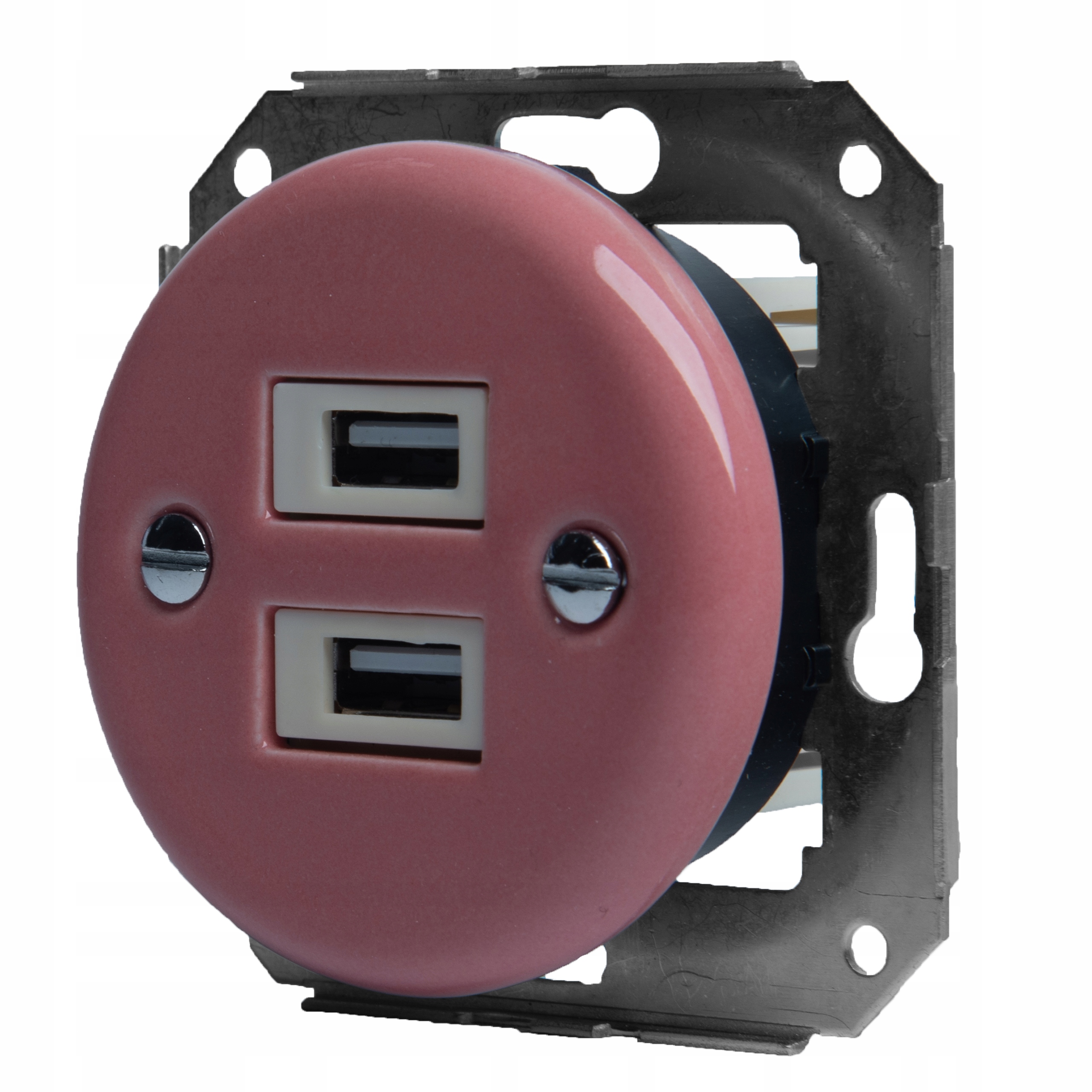 Keramická Podomietková Zásuvka 2xUSB Retro Lososová Podomietková Pastel