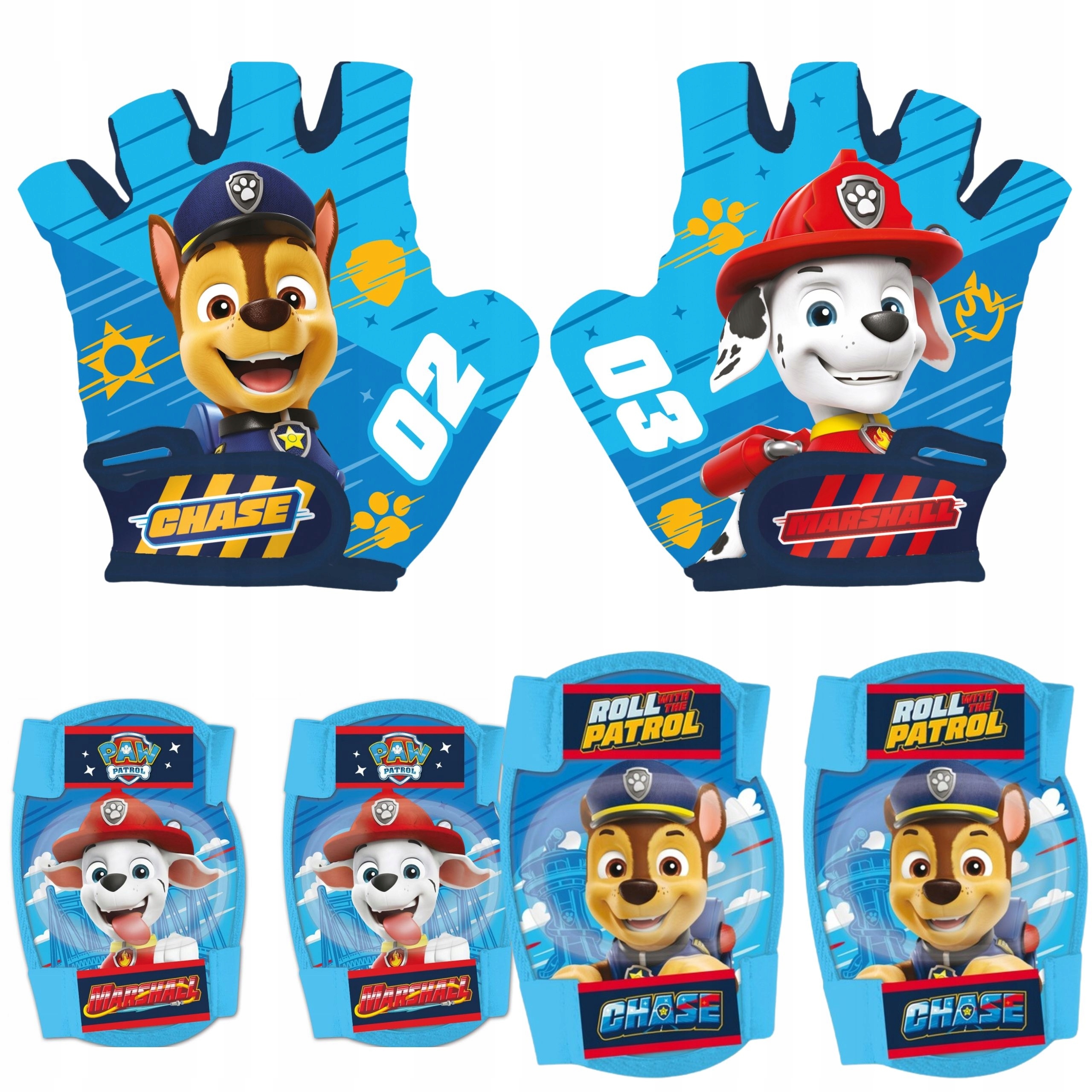 Zestaw Psi Patrol Chase Ochraniacze Na Łokcie, Kolana Rękawiczki Na Rower