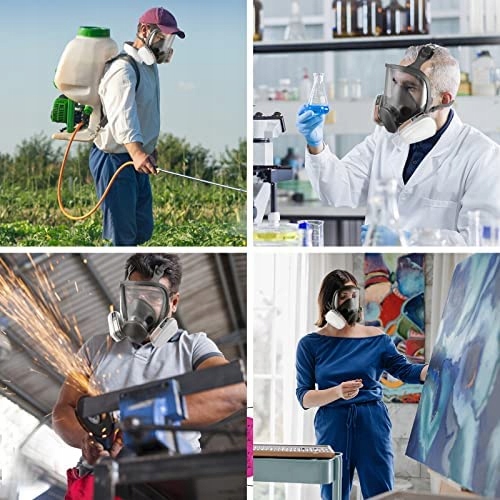 MASKA LAKIERNICZA PEŁNA PA1 PODWÓJNA PRZECIW GAZOWA CHEMICZNA FILTRY 2X Materiał polipropylen