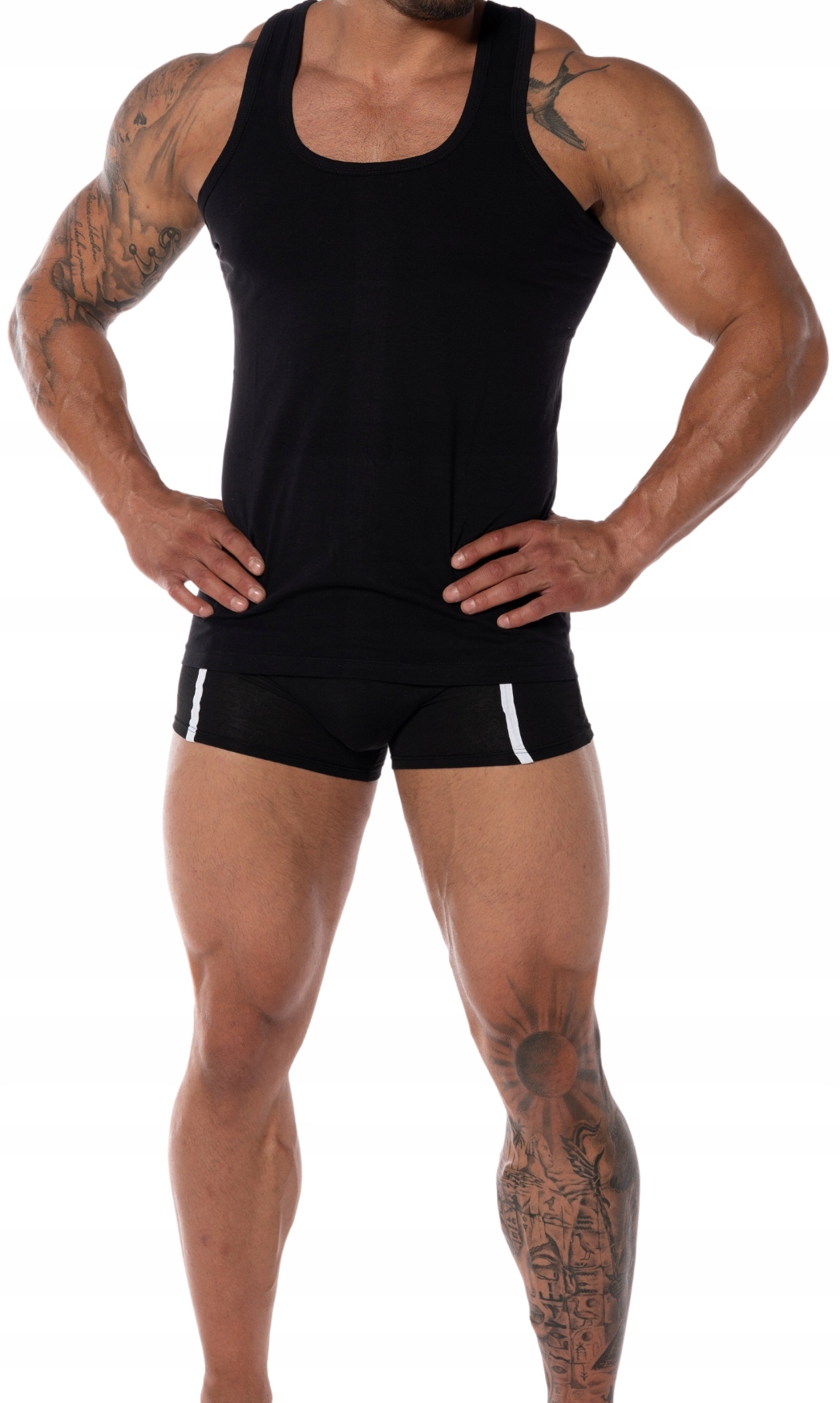 KOSZULKA BEZ RĘKAWÓW CZARNA BLUZKA 100% BAWEŁNA L Marka inna