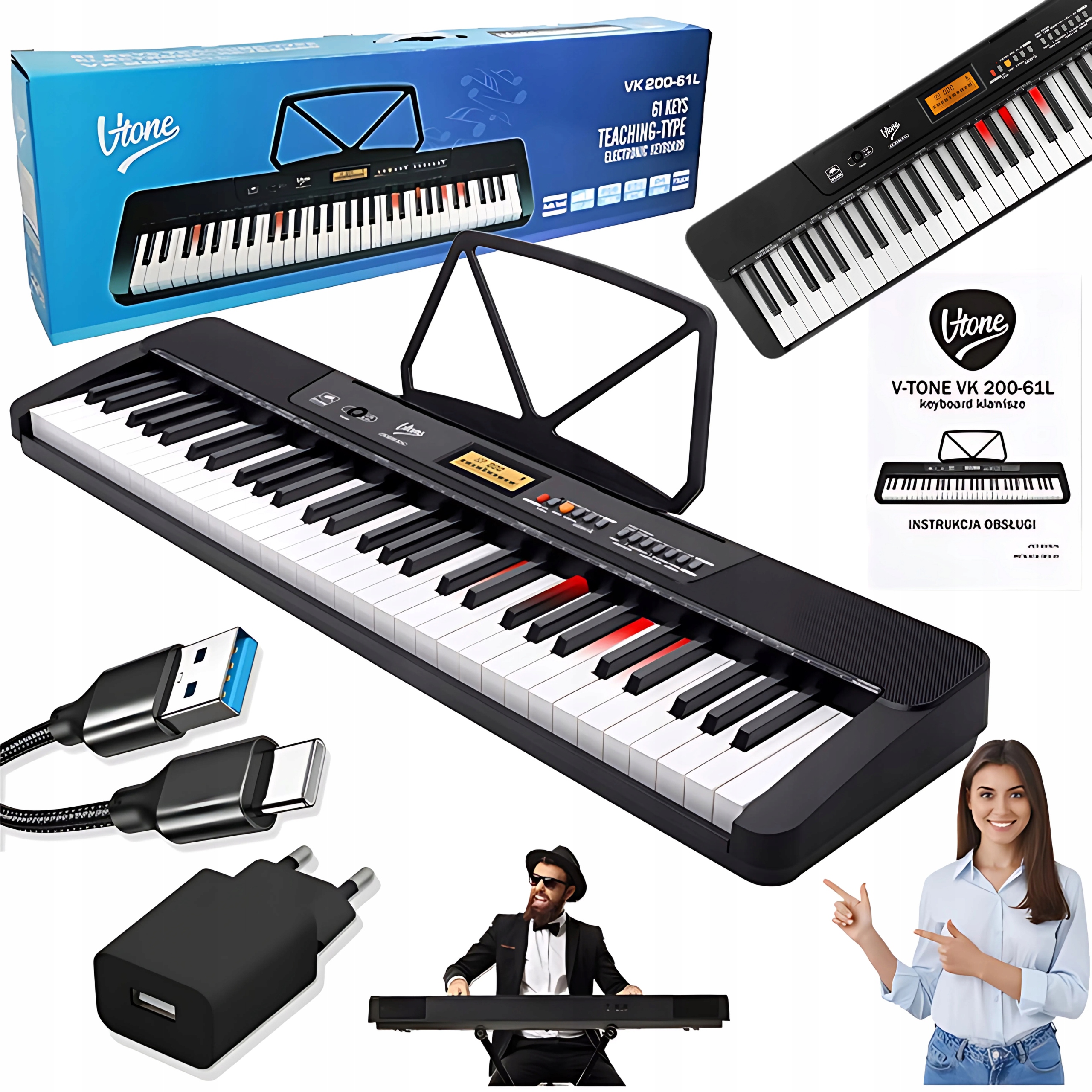 Velký Klávesový Klavír, Varhany, Podsvícené Led Klávesy Pro Výuku, Režim Výuky