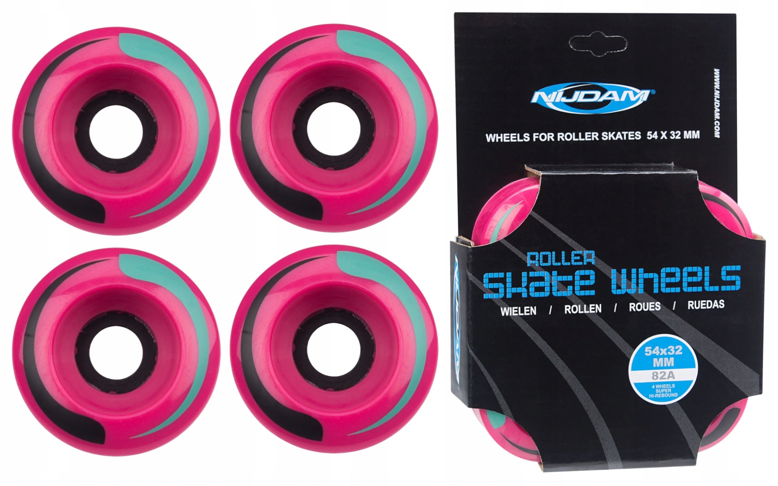 Kółka zapasowe do wrotek 54x32mm 82A komplet NIJDAM x4