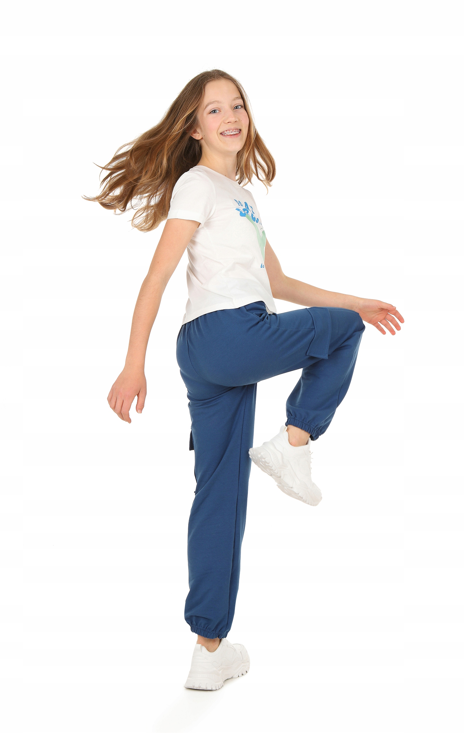 Spodnie bojówki, JOGGERY - 158 JEANSOWY Płeć dziewczynki