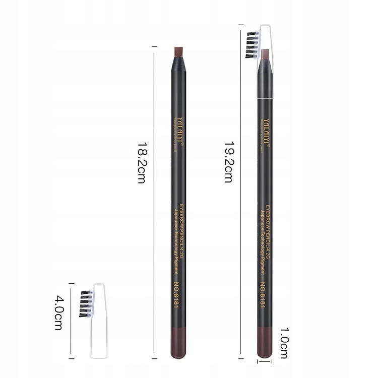Japońska kredka do brwi z woskiem szaro brązowa Kolor brązowy
