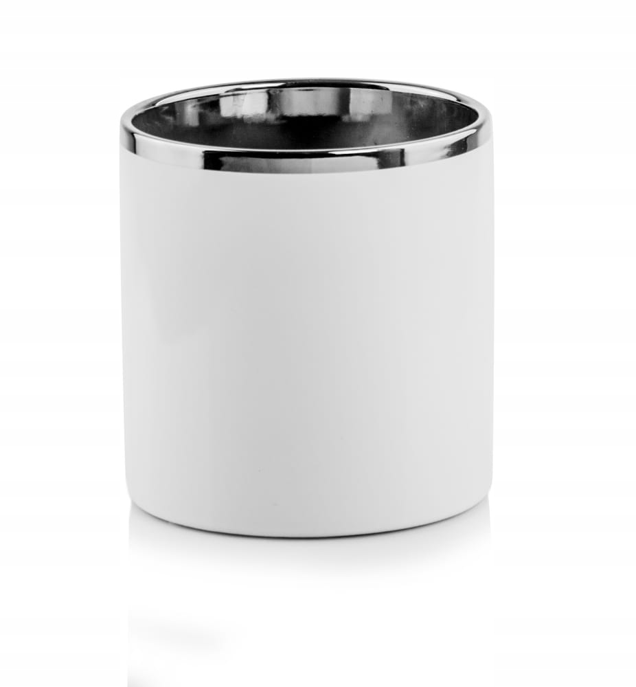 DONICZKA OSŁONKA CERAMICZNA WALEC BIAŁO SREBRNY DONICZKI OSŁONKI CERAMIKA