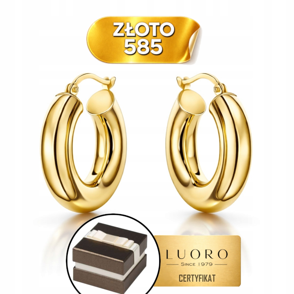 Náušnice Zlaté 585 14K Kolečka 20 MM Anglické Zapínání Elegantní