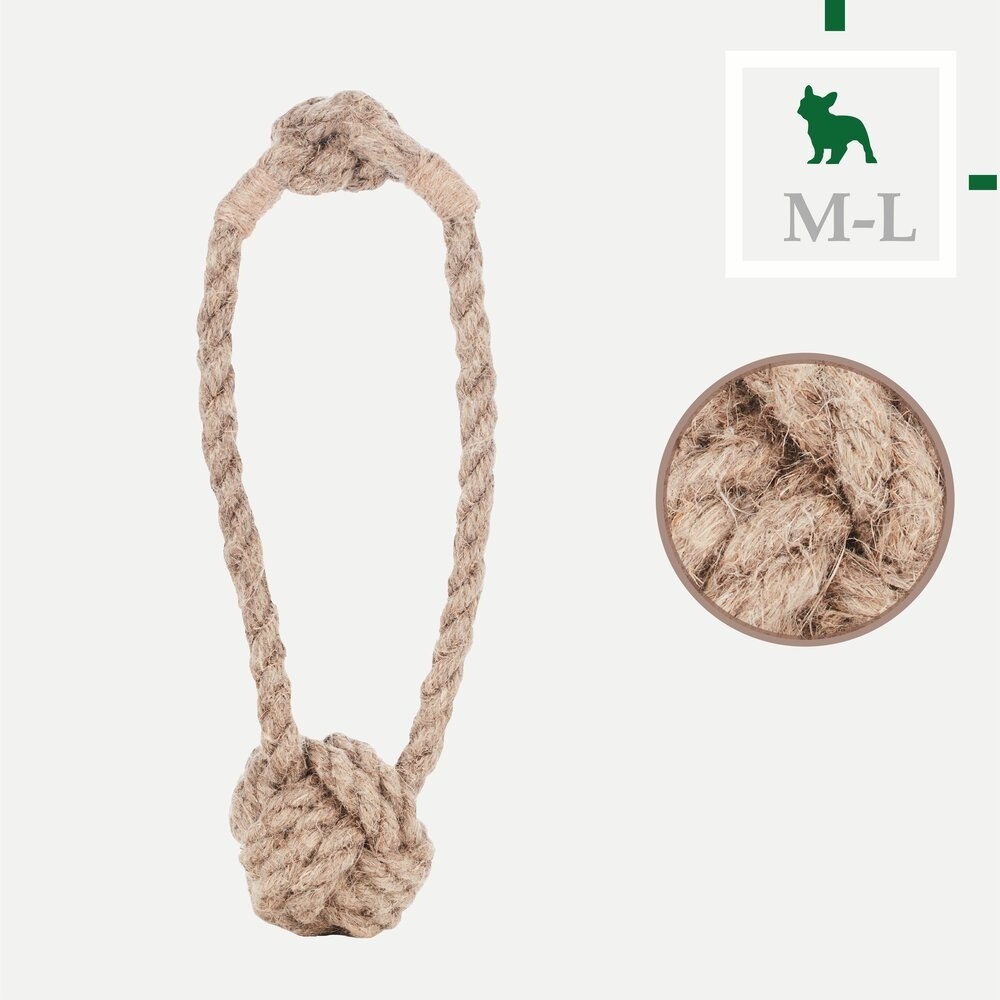Levně Míček s rukojetí z konopného lana, velikost M-L