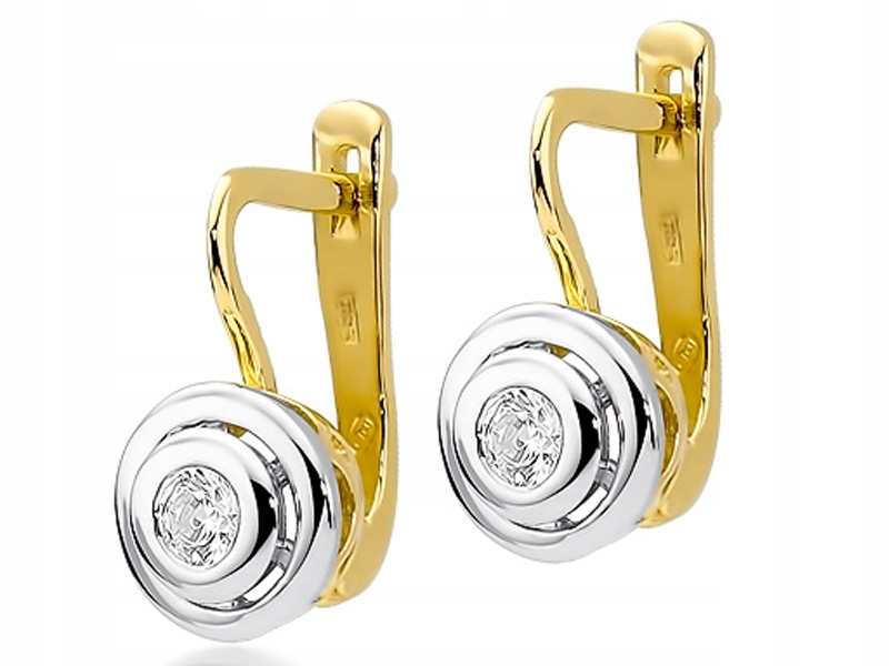 Zlaté náušnice 585 elegantní diamanty brilianty módní vzor dárek 14k