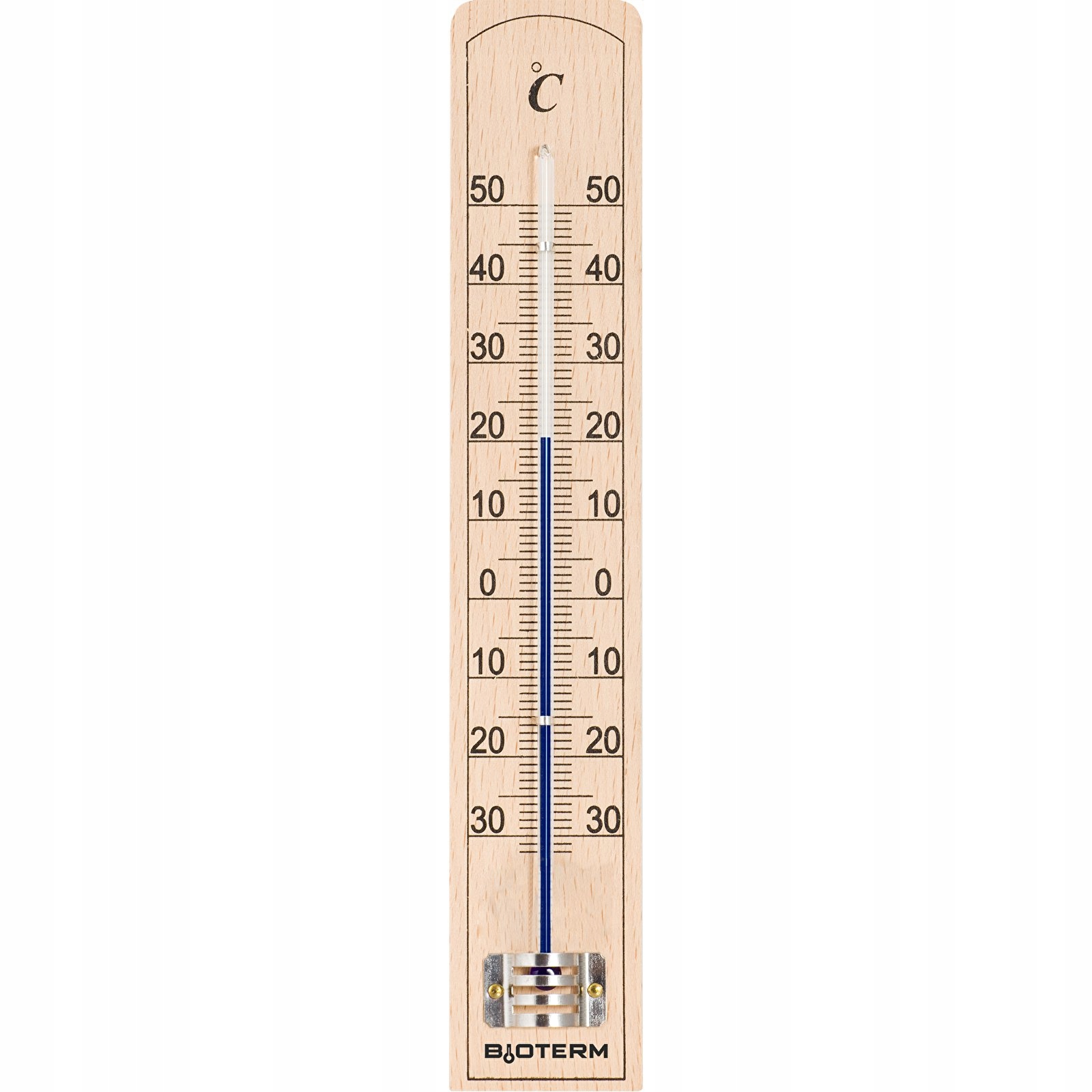 TERMOMETR DREWNIANY z METALOWĄ OSŁONĄ od -40 do+50