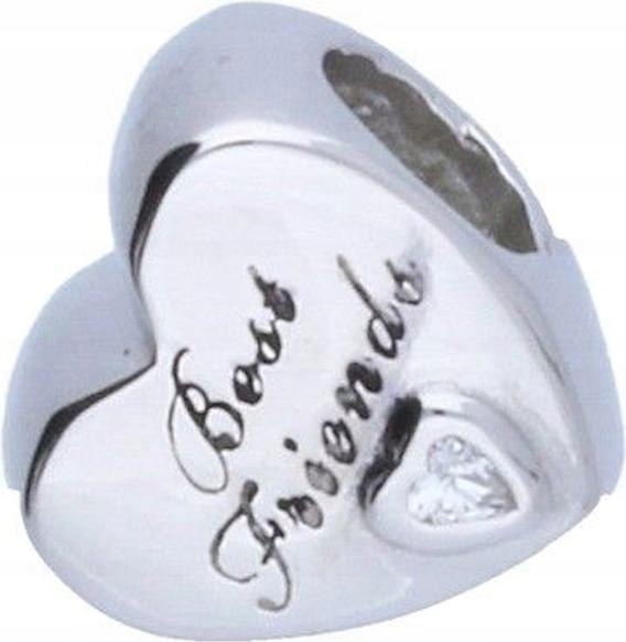 Stříbrný přívěsek 925 bead srdce nápis best friends s bílým zirkonem módní