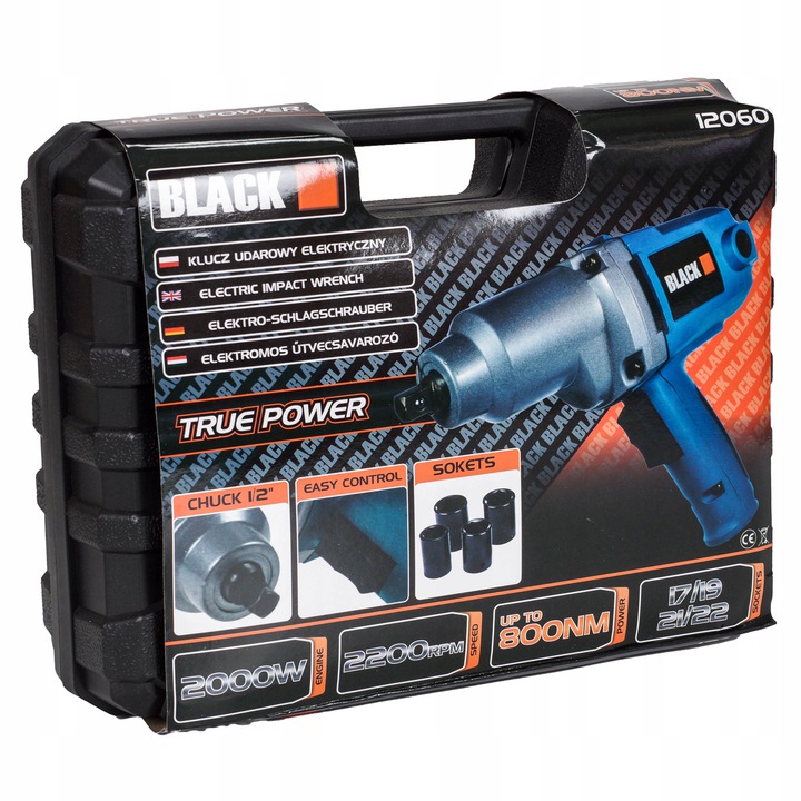 ELEKTRYCZNY KLUCZ UDAROWY DO KÓŁ 1/2"2000W Marka Black