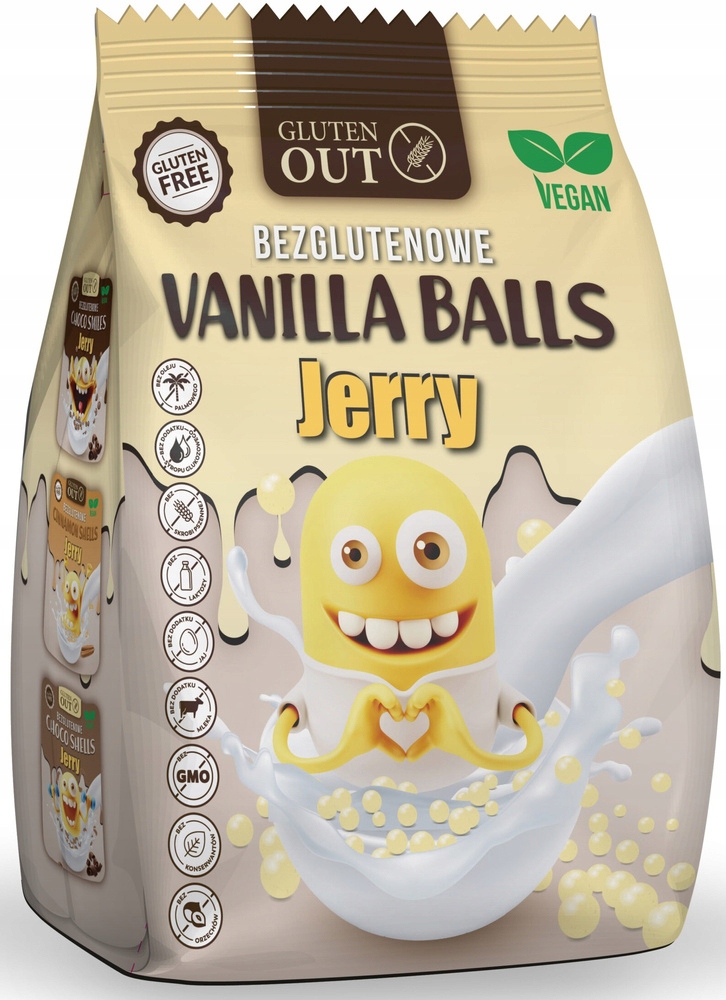 Levně 3X Jerry Snídaňové cereálie Vanilkové kuličky 375g Jerry Vanilla Balls