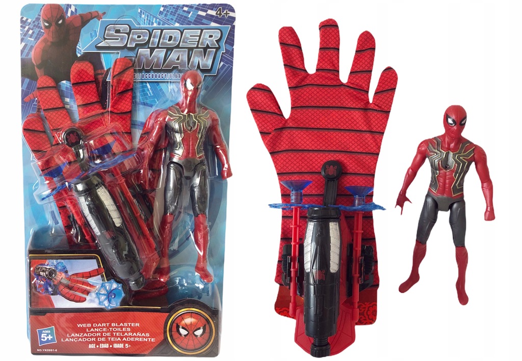 WYRZUTNIA SPIDERMAN RĘKAWICA STRZAŁKI SIEĆ STRZELA