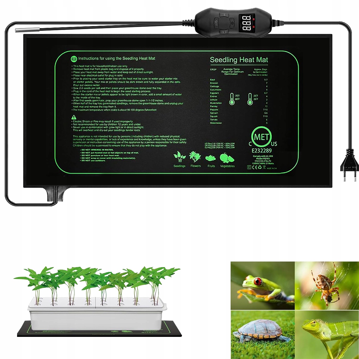 Levně Terrario Amantea 50W Vyhřívací Podložka S Termostatem Pro Plazy 24x52 cm