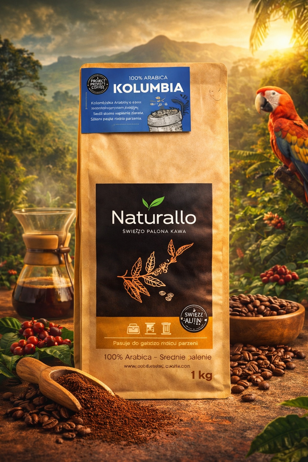 Káva Kolumbie 1 kg mletá, čerstvě pražená, aromatická, jemná do kávovaru