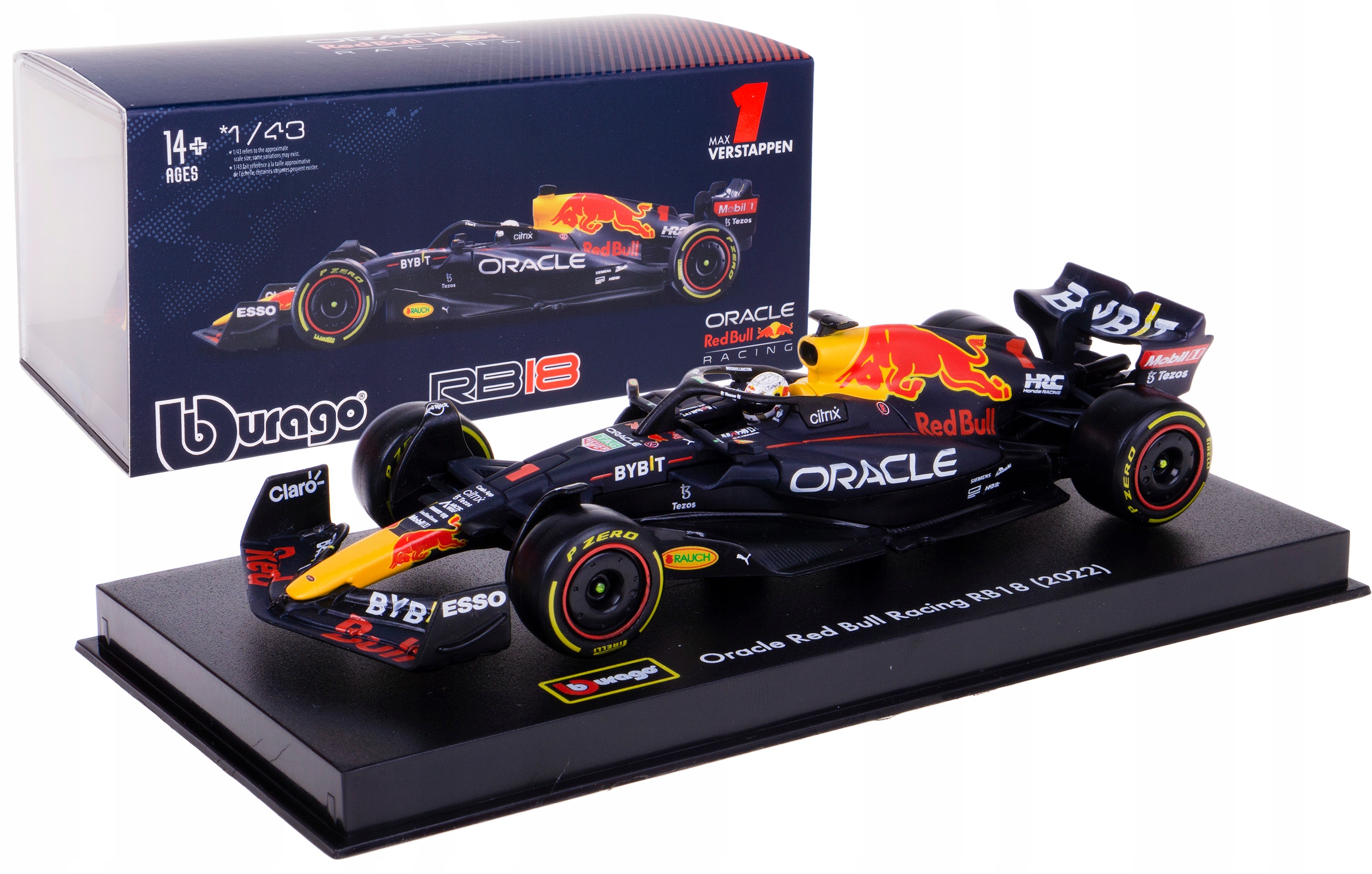 Red Bull RB18 Model Bburago 1:43 #1 Verstappen Box