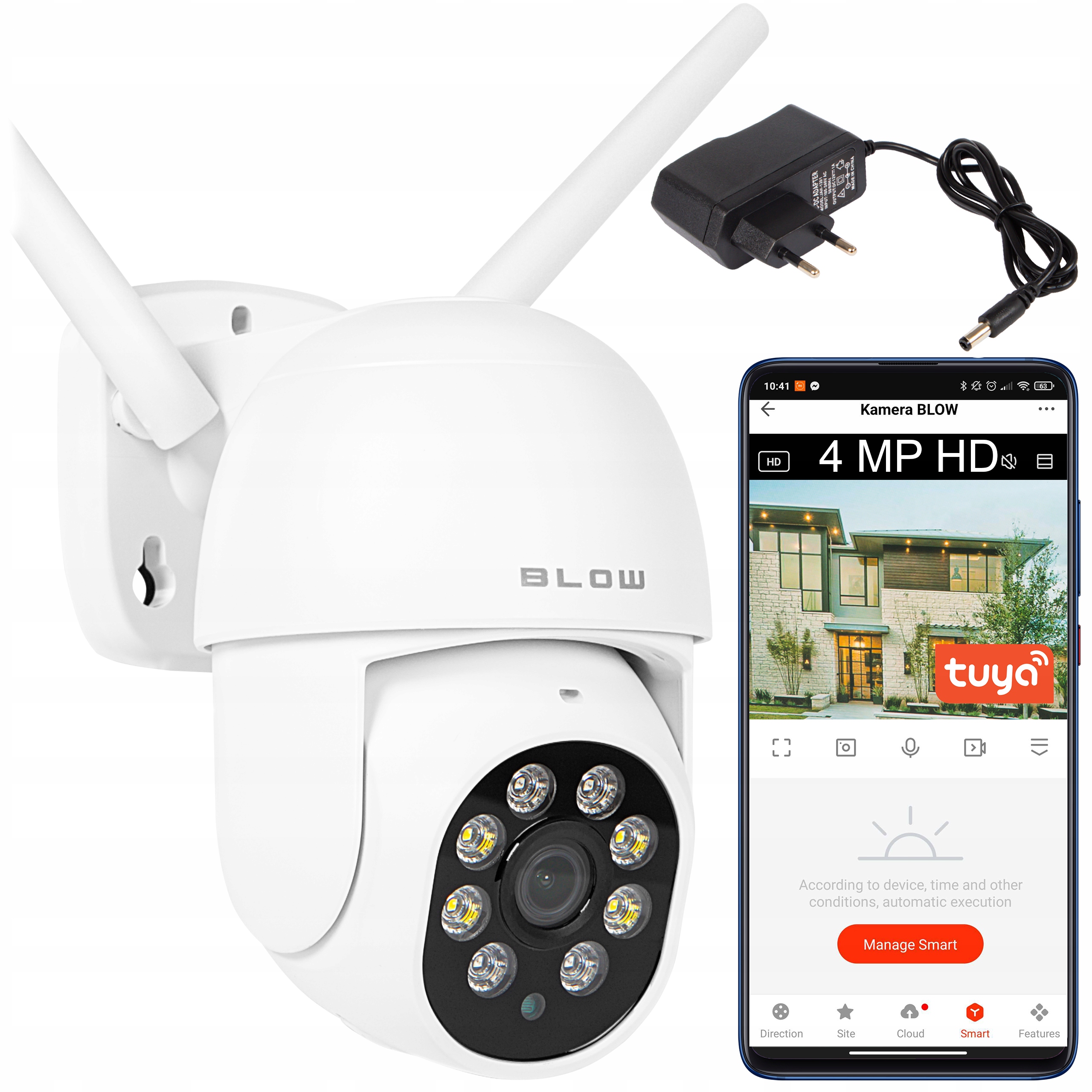OBROTOWA KAMERA ZEWNĘTRZNA WIFI IP 4MPx WQHD ŚLEDZENIE AUDIO TUYA 4xZOOM