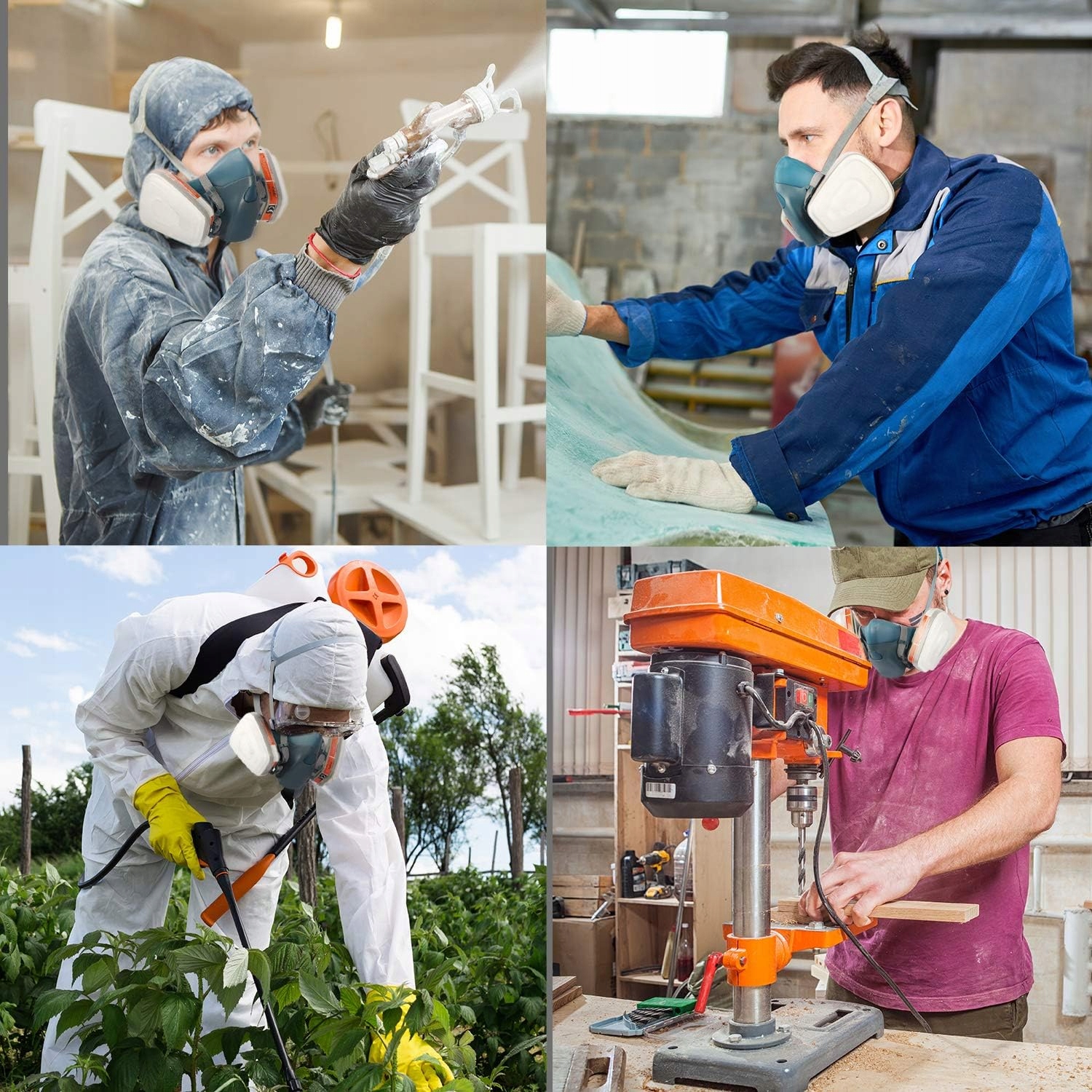 ZESTAW MASKA CHEMICZNA GAZOWA PRZECIWPYŁOWA OCHRONA 11w1 Materiał inny materiał