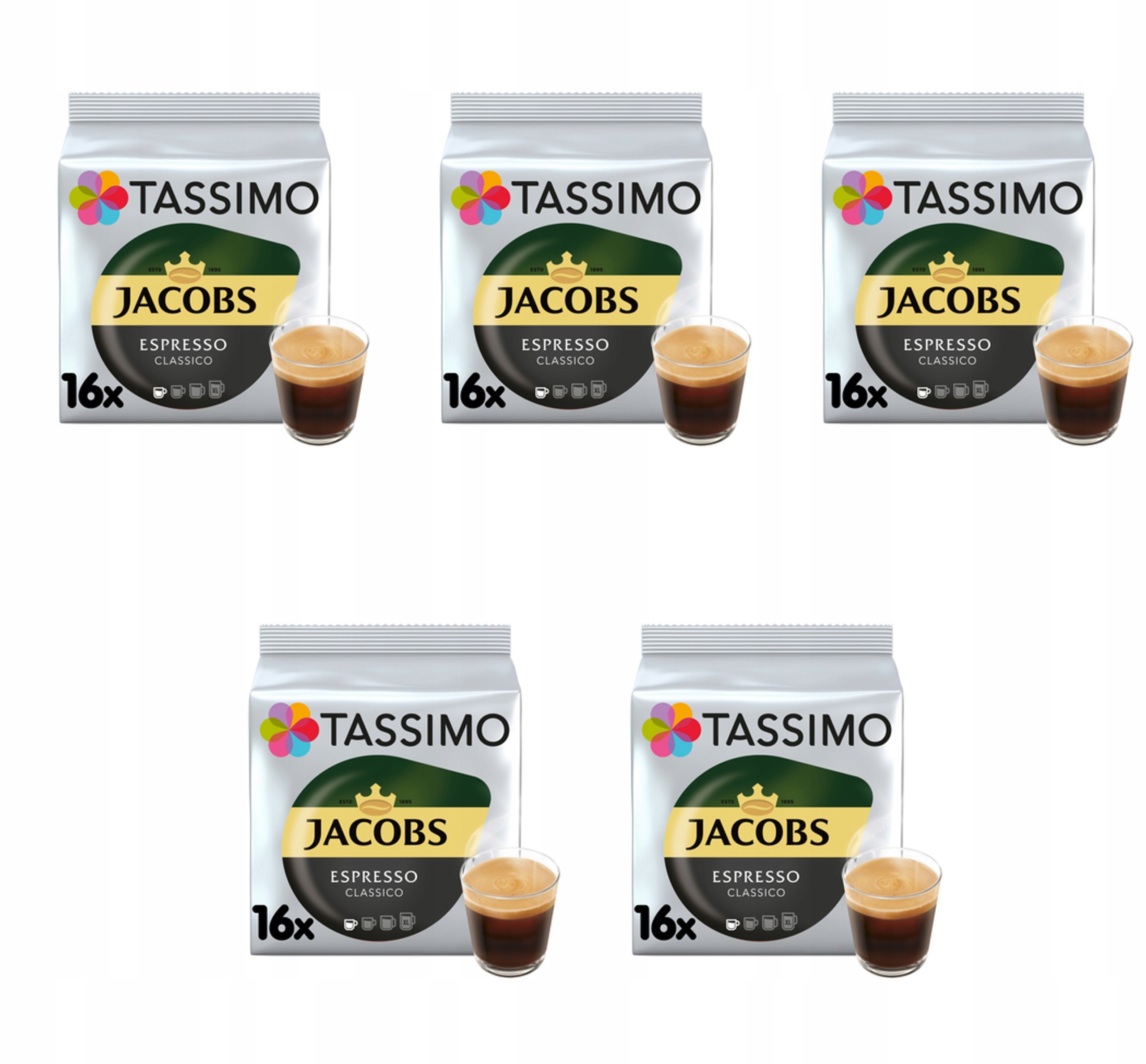 Tassimo Jacobs Espresso Classico Mletá káva 16 kapslí 118,4 g X5