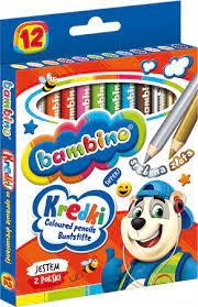 BAMBINO KREDKI OŁÓWKOWE GRUBE OKRĄGŁE 12 KOLORÓW