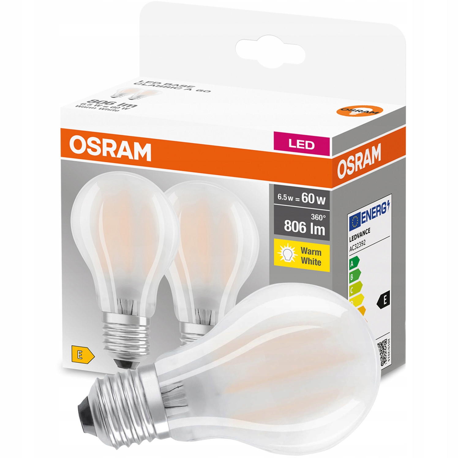 

Zestaw 2x Żarówka Led E27 7W 60W 2700K 806lm Osram