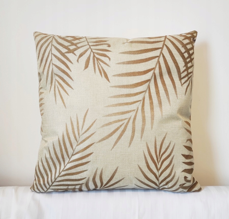 

Poszewka Dekoracyjna 45x45 Juta Len Beż Palma Liść
