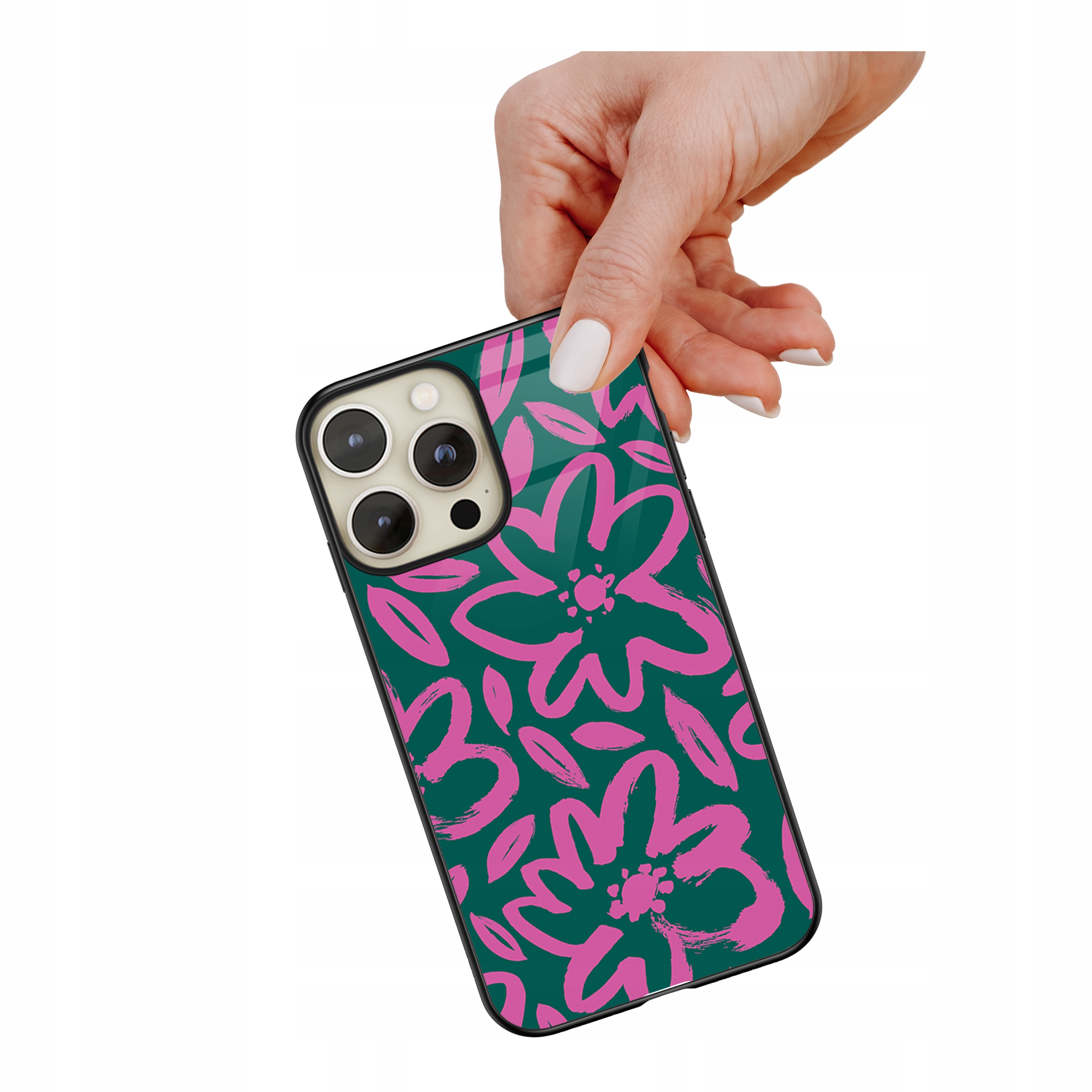 Etui szklane ceramiczne do iPhone 15 Pro Max Neon Bloom