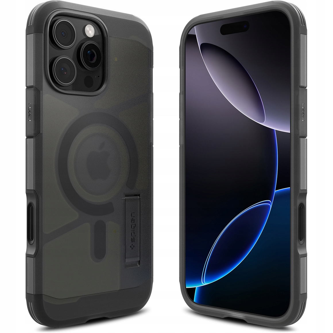 Etui do iPhone 16 Pro, Spigen Tough Armor T CC do MagSafe, case z podstawką