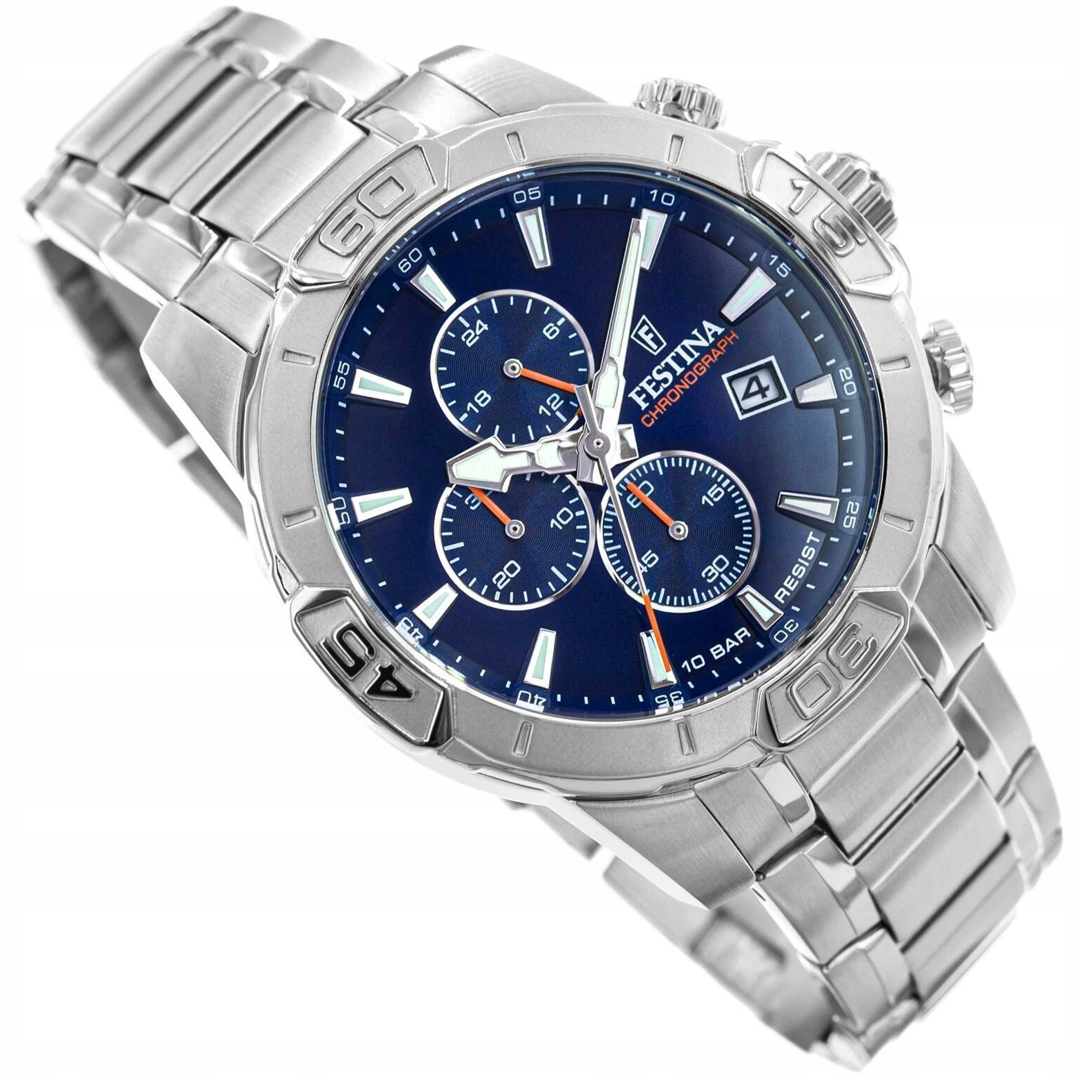 Pánské Hodinky Festina F20704/2 Timeless Chronograph Stříbrné Na Náramku