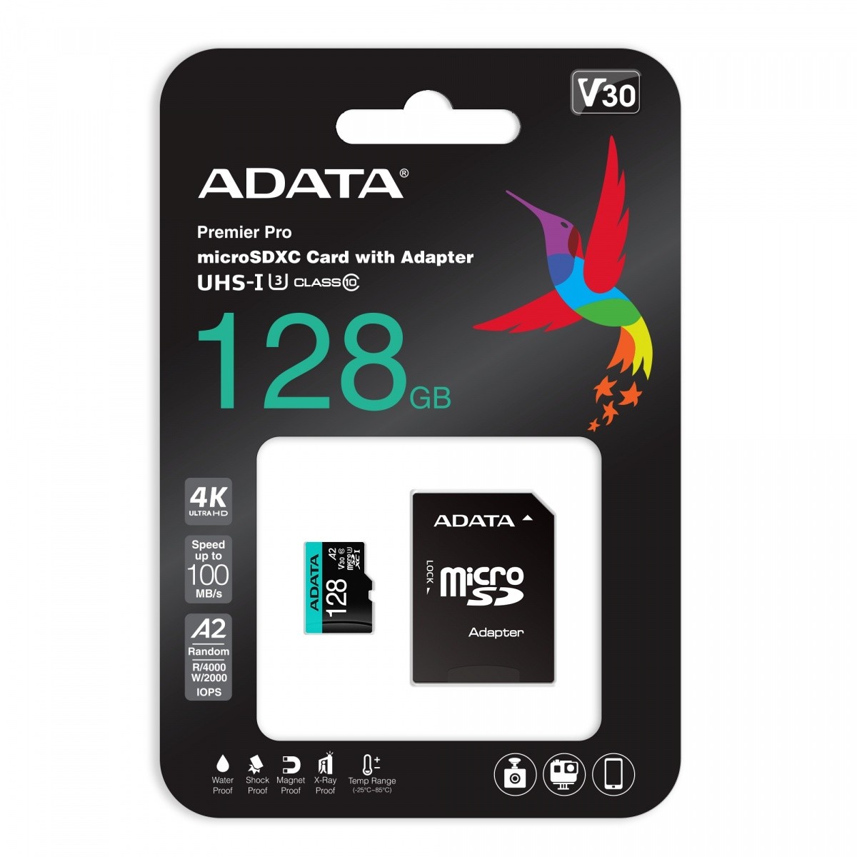 

Adata 128GB micro Sdxc CL10 Uhs U3 A2 V30 100MBs
